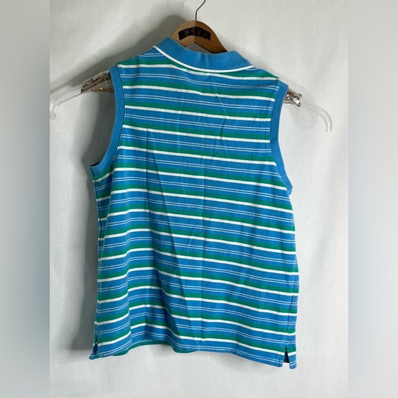 BASIC ELEMENTS Womens Sz. L Vintage Tank Top Horizontal Striped Green Blue GHQ4. - Picture 3 of 5